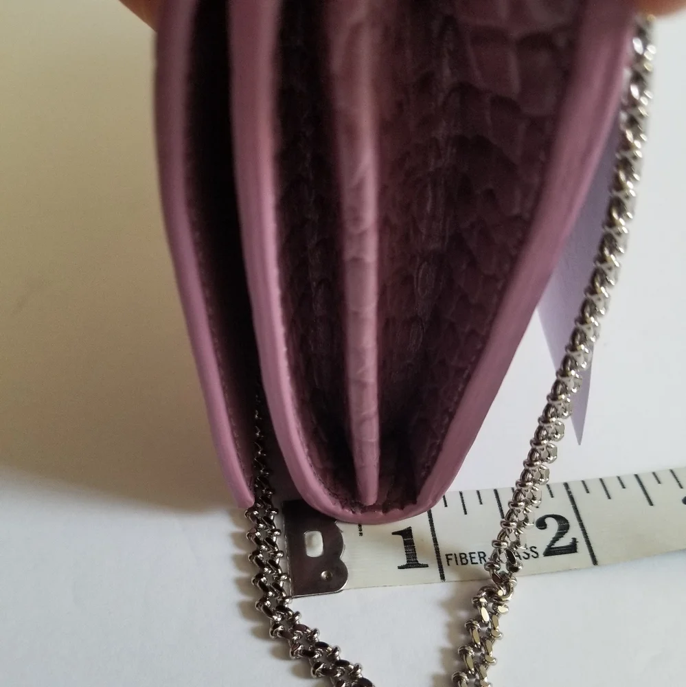 Alexander McQueen Croc-Embossed Leather Wallet-On-Chain Antic Pink